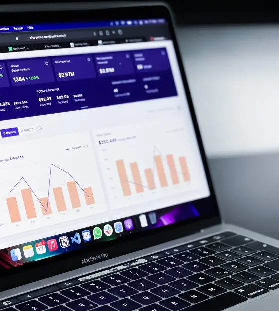 Laptop displaying analytics dashboard