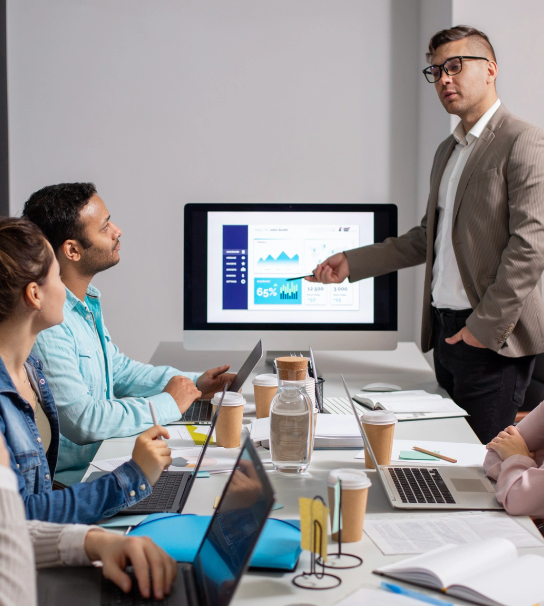 Business meeting with presentation on screen for Ecommerce Seo Service