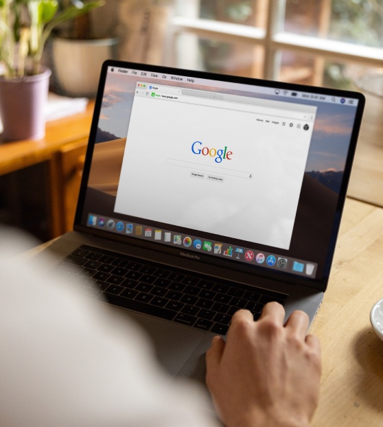 Laptop showing Google homepage