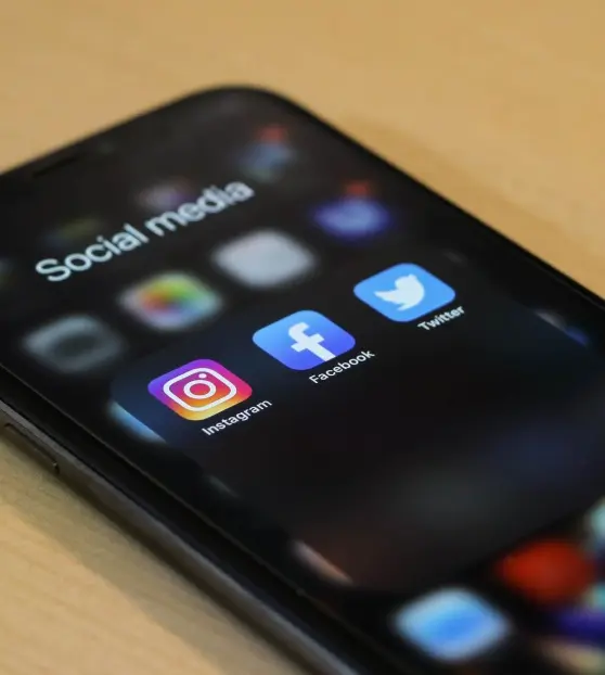 Smartphone screen showing social media icons