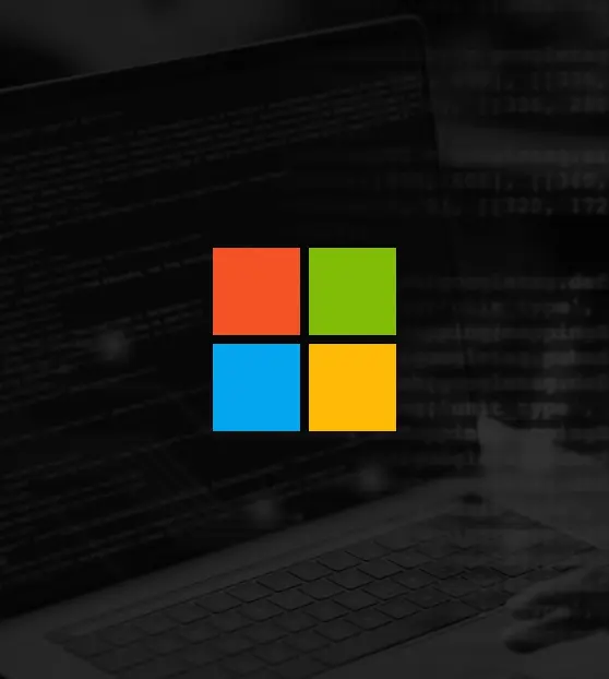 Microsoft logo on a dark background