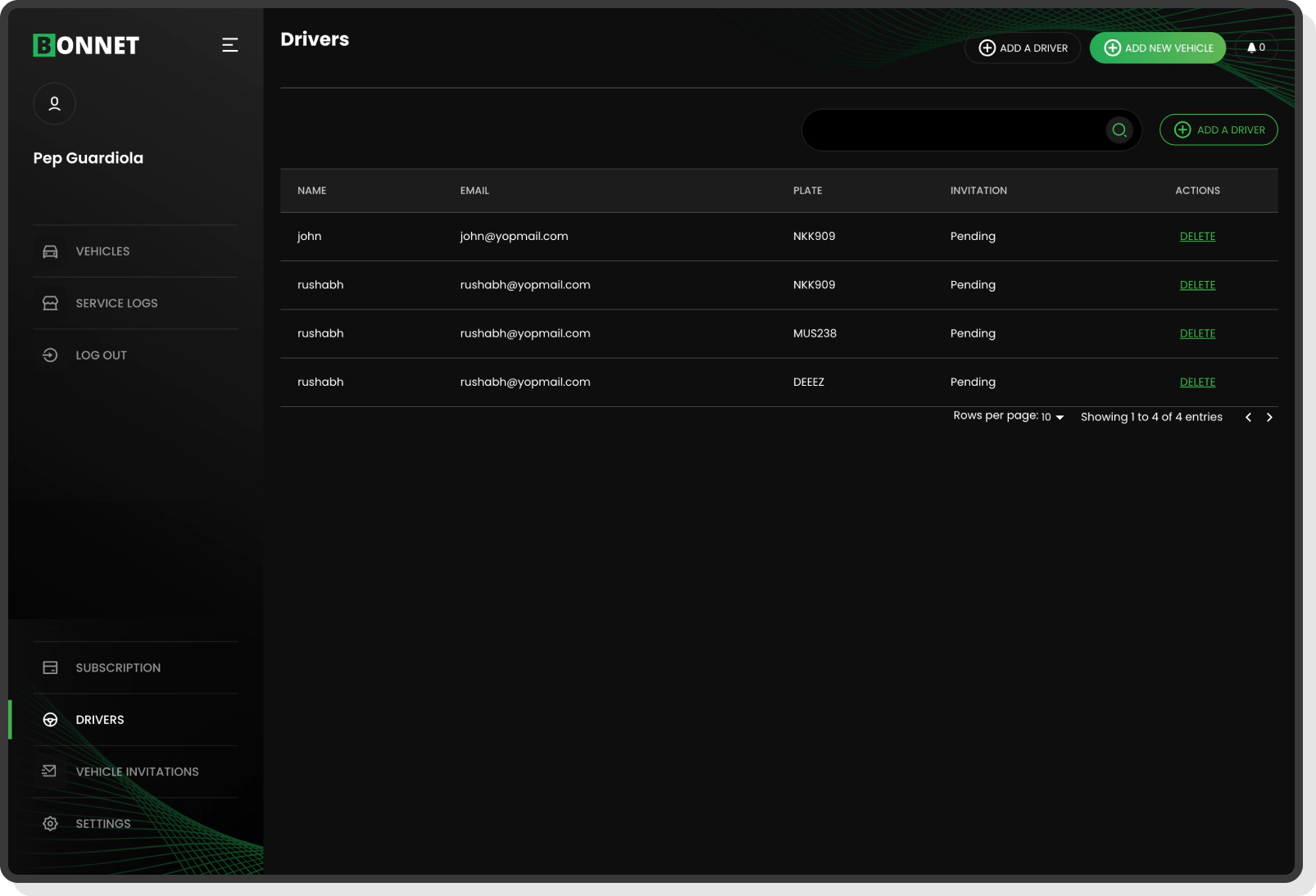 Bonnet mobile app charger details with pricing and power info