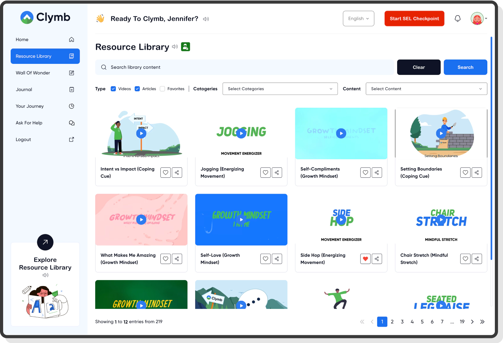 Teacher dashboard with class-level emotional learning stats