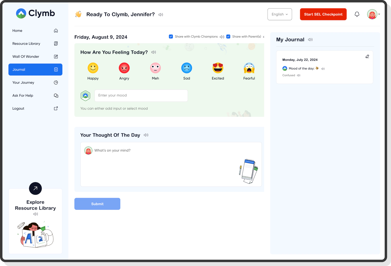 Admin dashboard showing usage metrics across grade levels