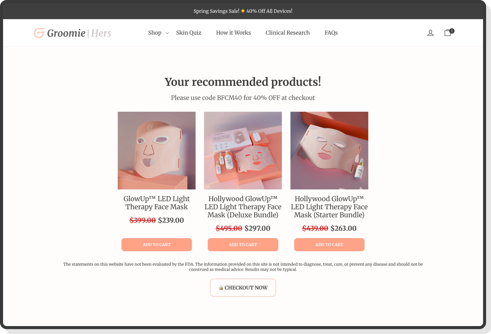 Groomie Hers LED Mask Product Bundle Recommendations