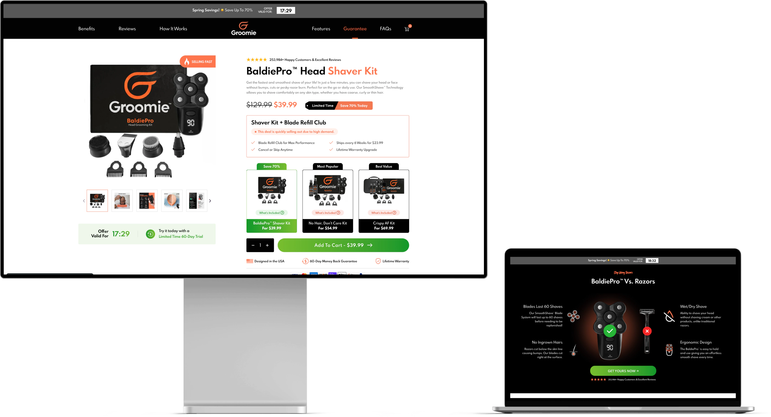 Groomie Men eCommerce product page mockup