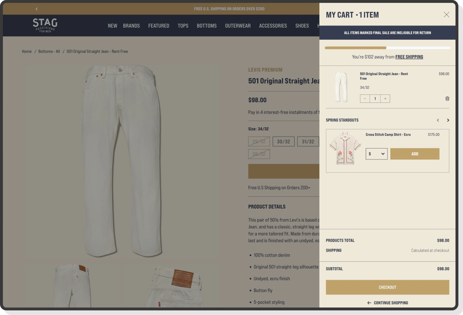 Menswear product showcase with classic apparel layout