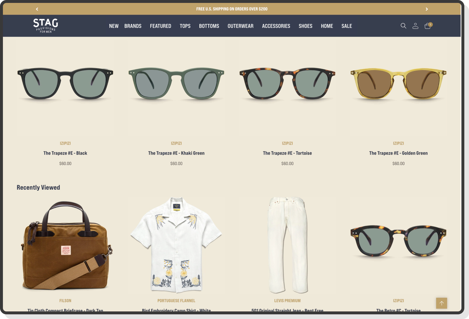 Full product collection grid of men’s fashion items