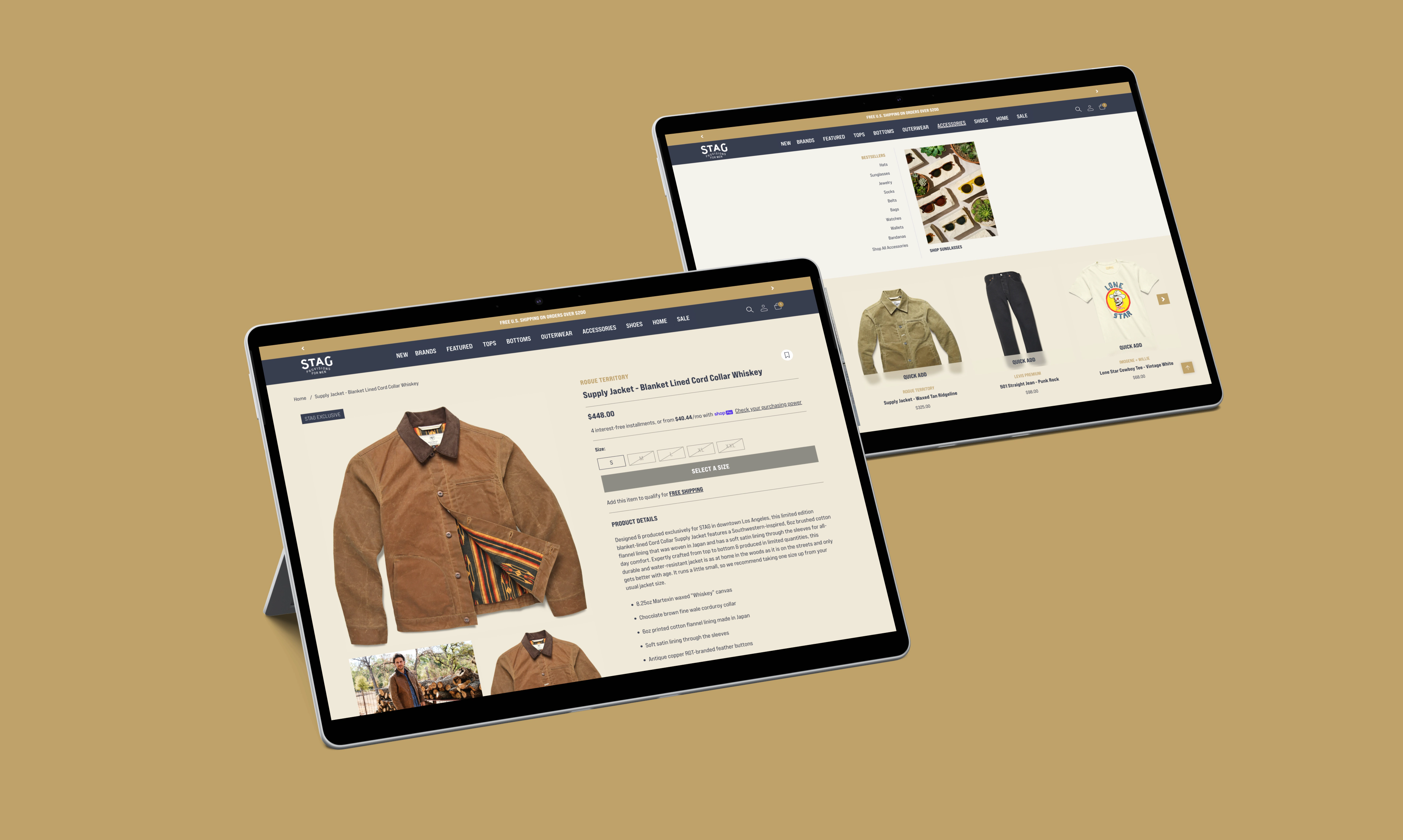 STAG Provisions product and category pages UI