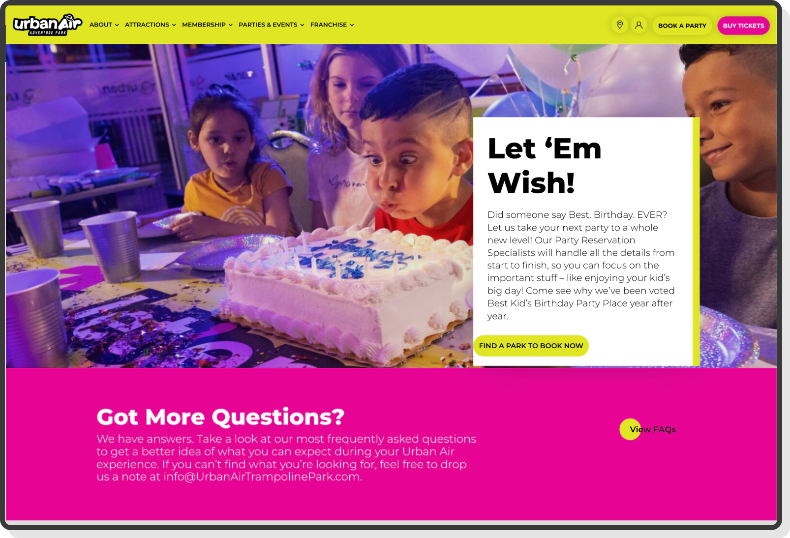 Kids celebrating birthday at decorated party table