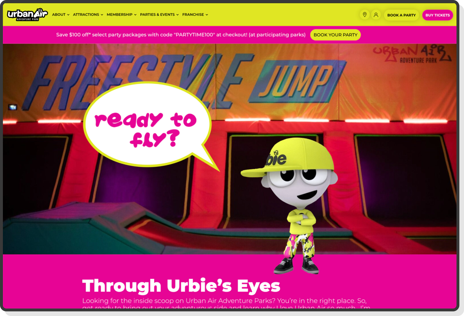 Interactive layout for Urban Air user dashboard