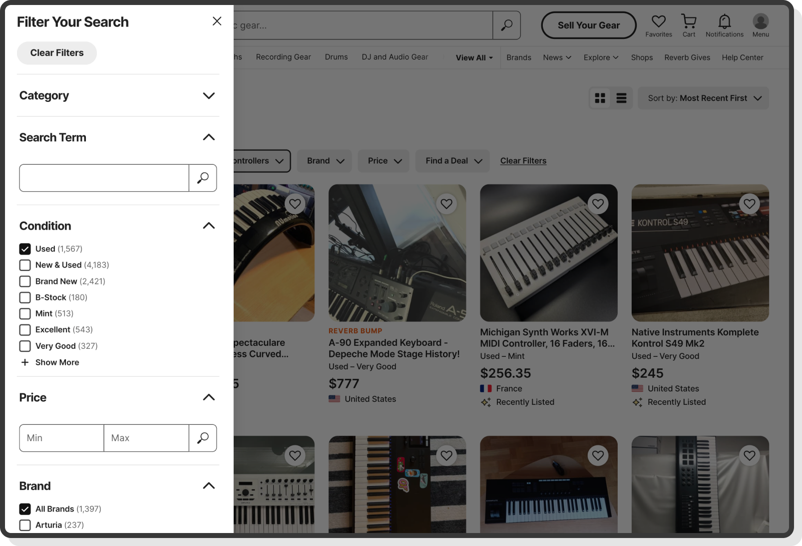 Genre filter interface with interactive music category tiles
