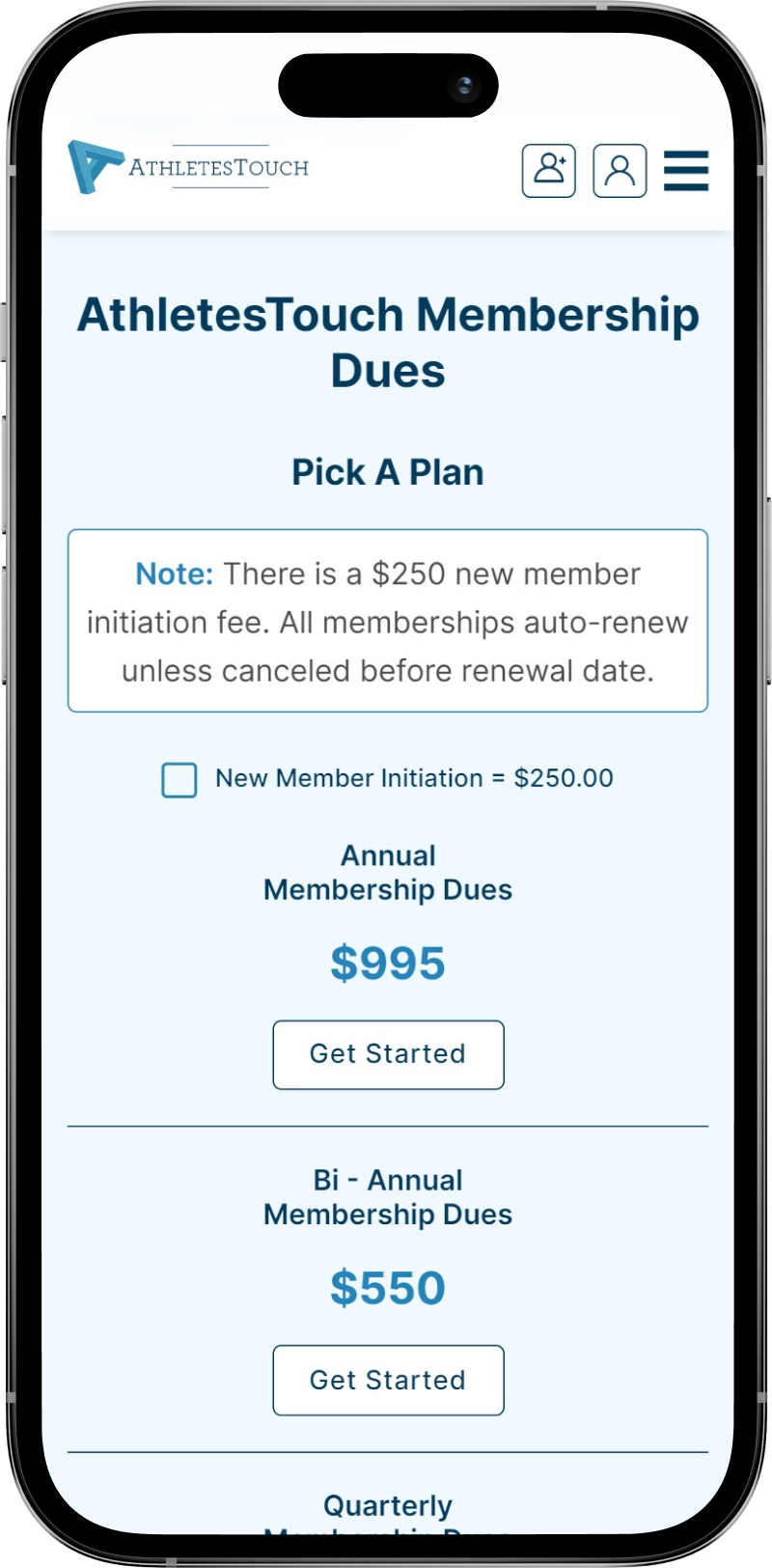athletestouch membership pricing and plans