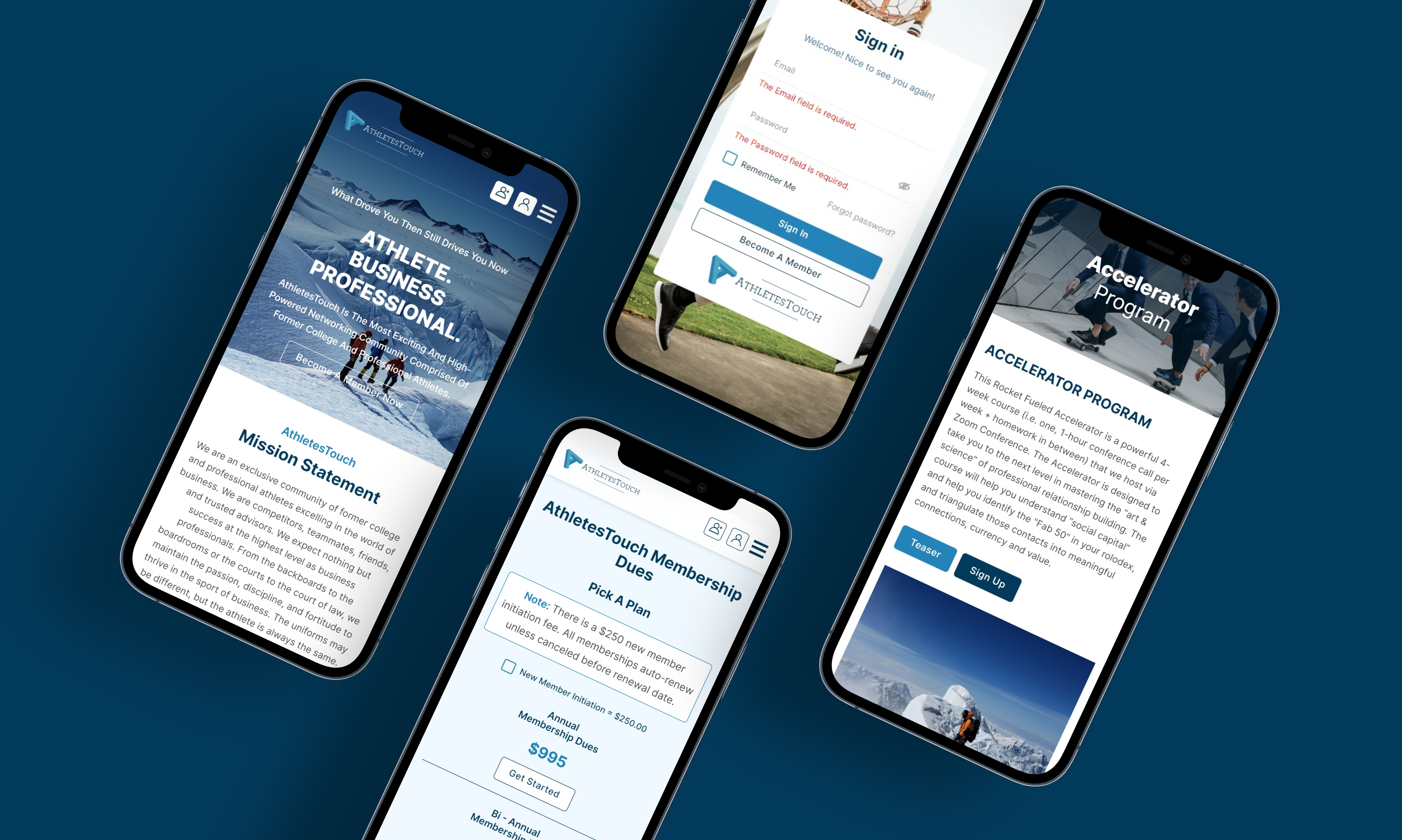 ahletestouch custom web app for athletes