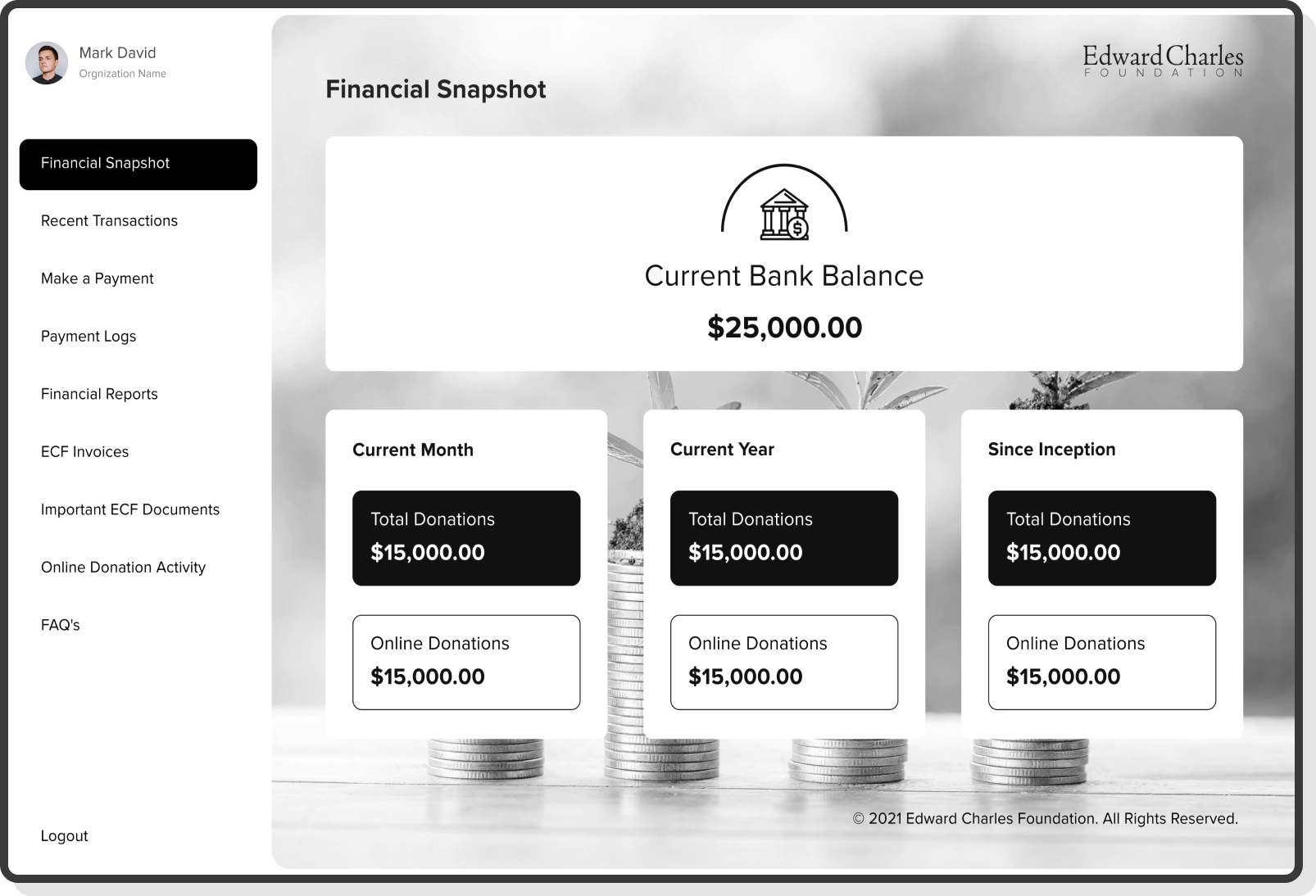 Campaign detail screen showing description, target amount, and media