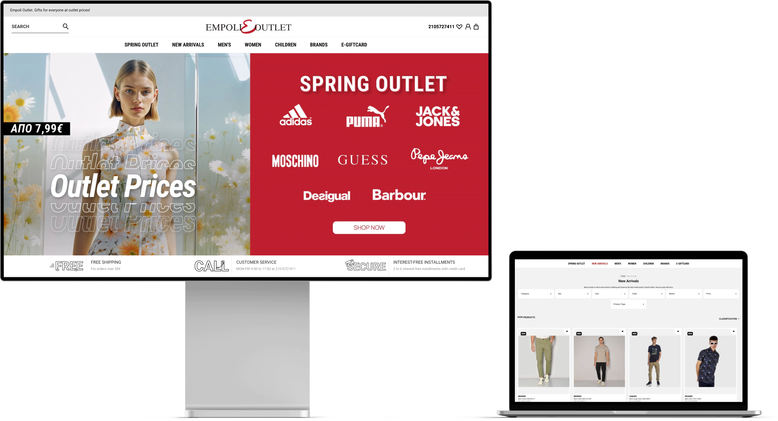 Empoli Outlet eCommerce UI on Desktop and Laptop