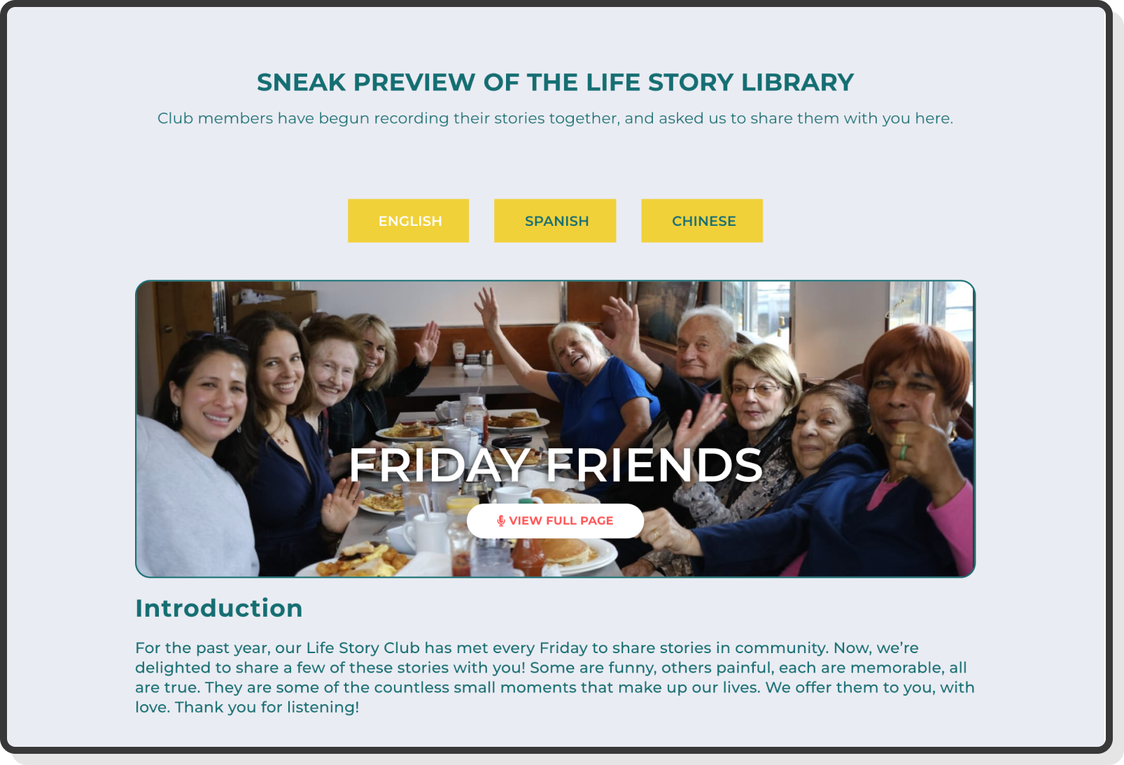 Homepage with Storytelling CTA