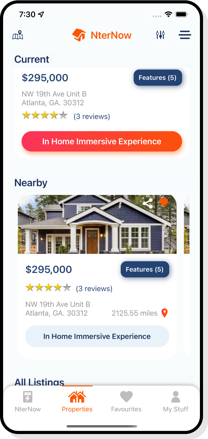Detailed property page with images, description, and amenities