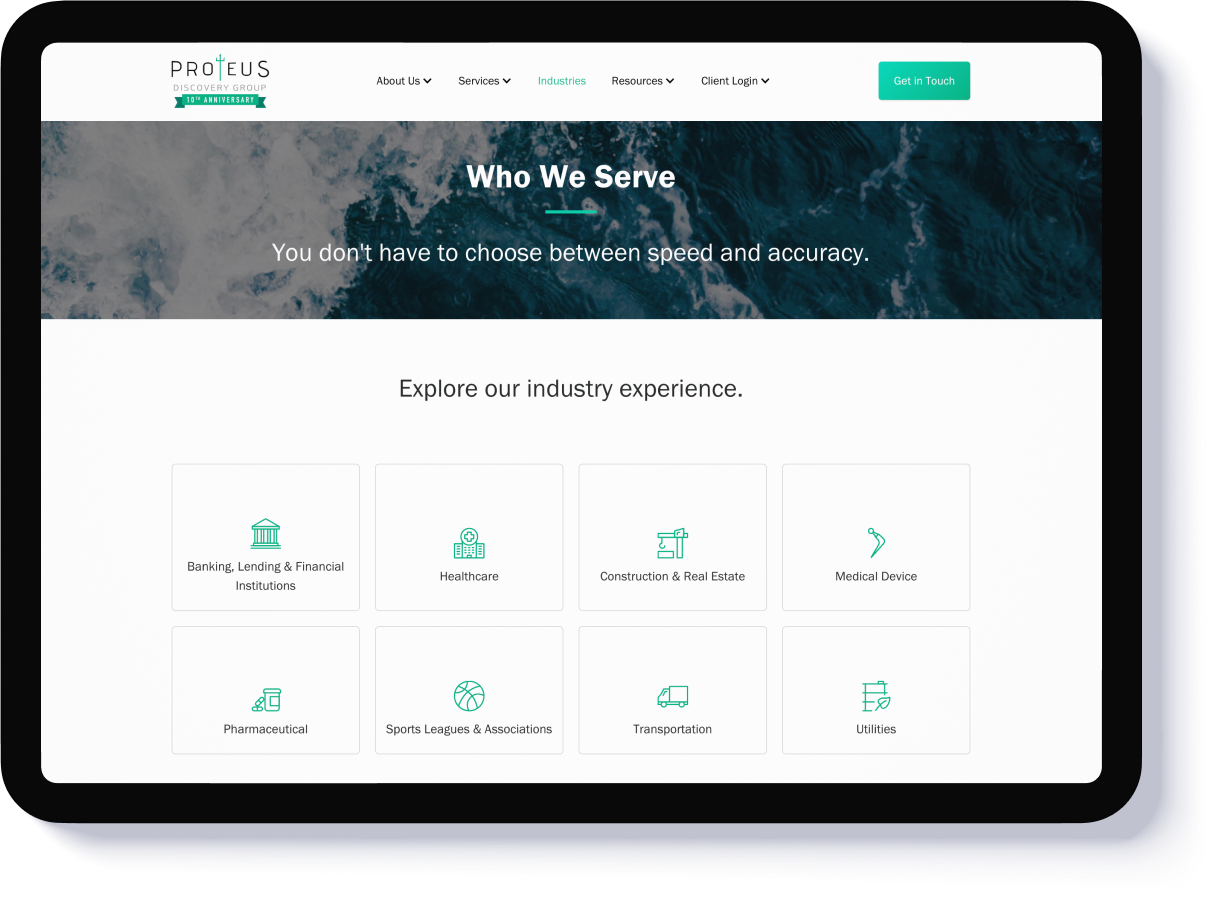 EvinceDev redesigned Proteus Discovery Group website