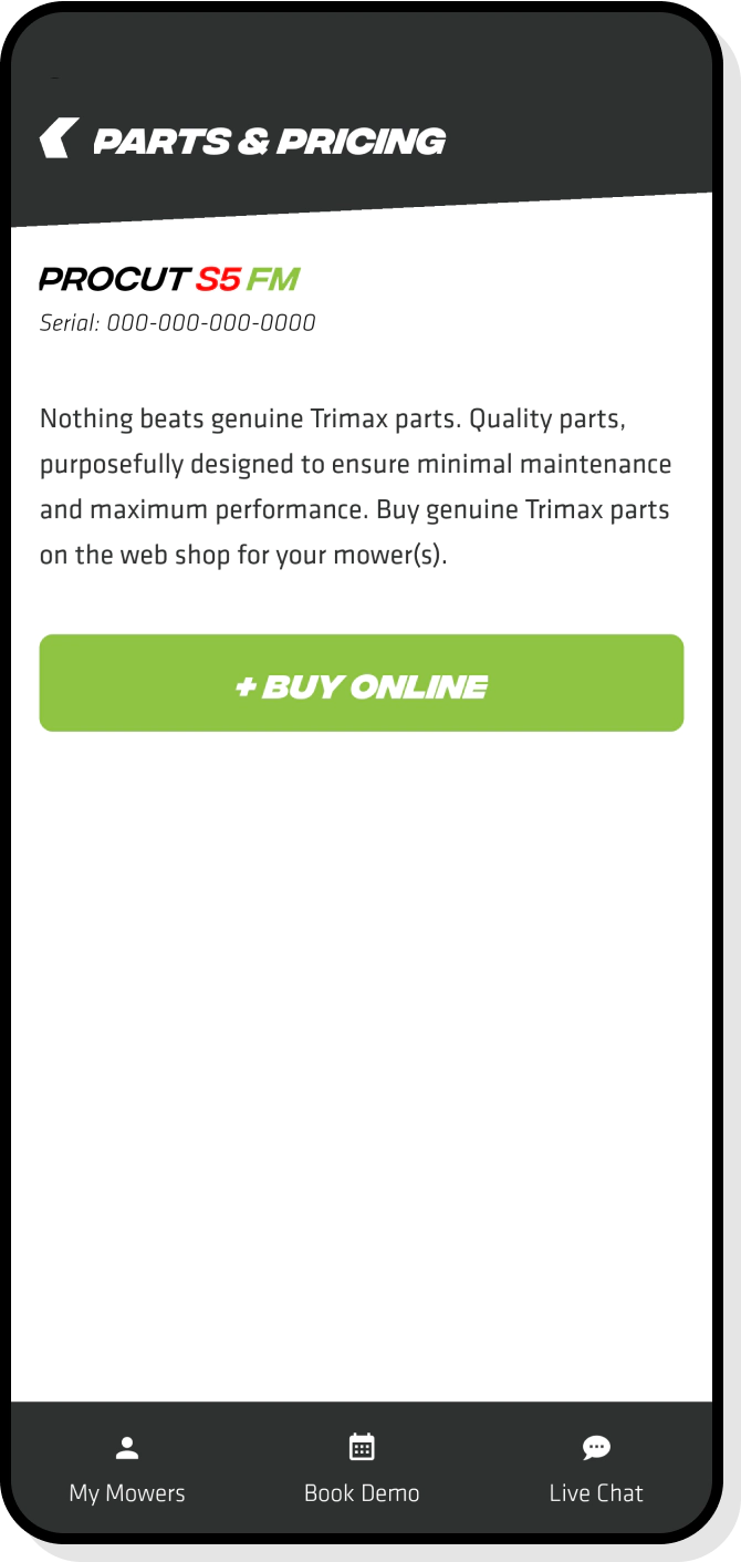 Mobile view of product detail page with quick navigation