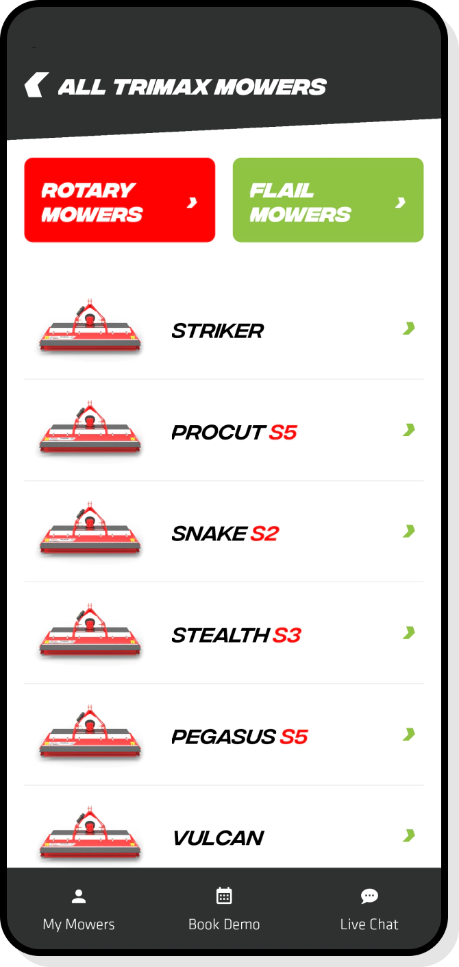 Screen showing downloadable PDF product brochures
