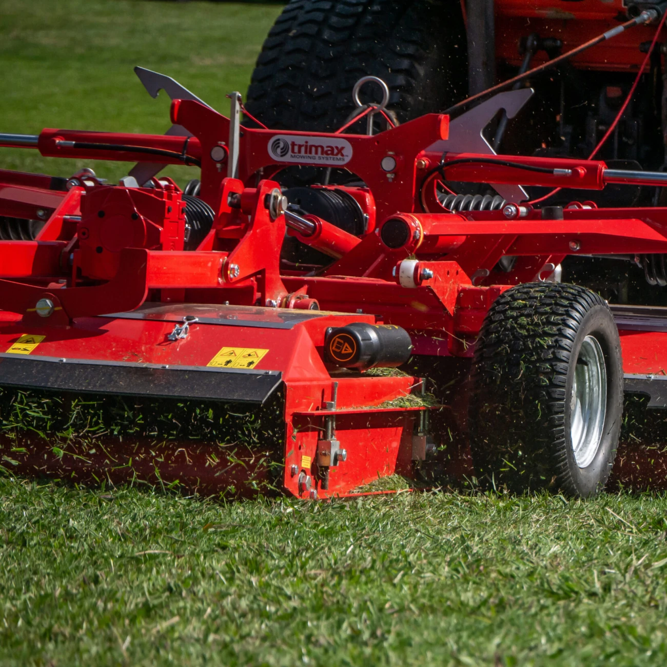 Trimax mobile app showing mower specifications and dashboard for equipment management